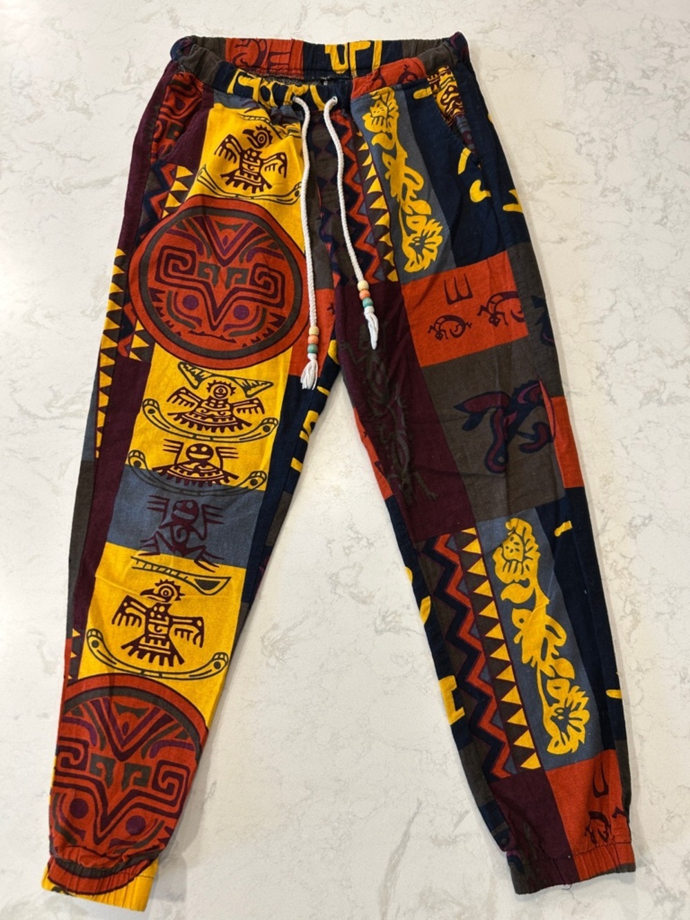 Vintage Mansilife Tribal Geometric Color Block Sweatpants Joggers Size Large